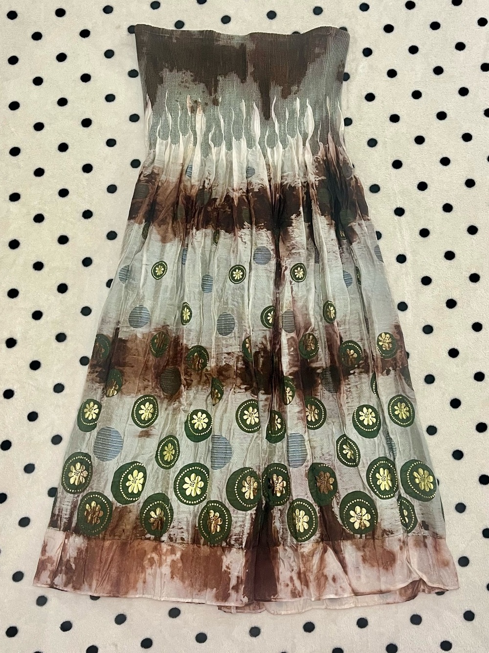 J Gee Boho Smocked Convertible Strapless Dress / Skirt Size M